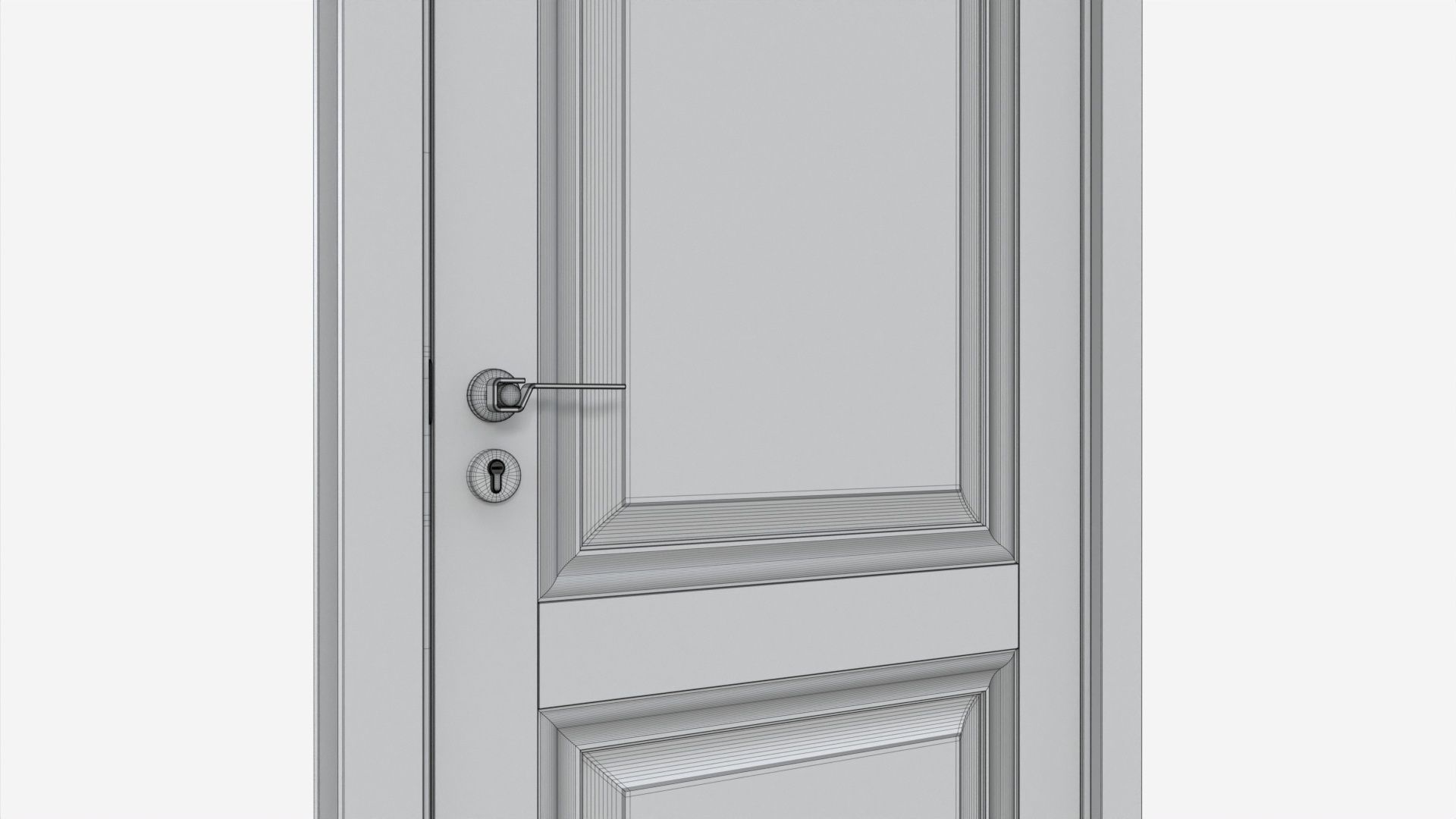 Classic Wooden Interior Door with Furniture 018 3D model_8