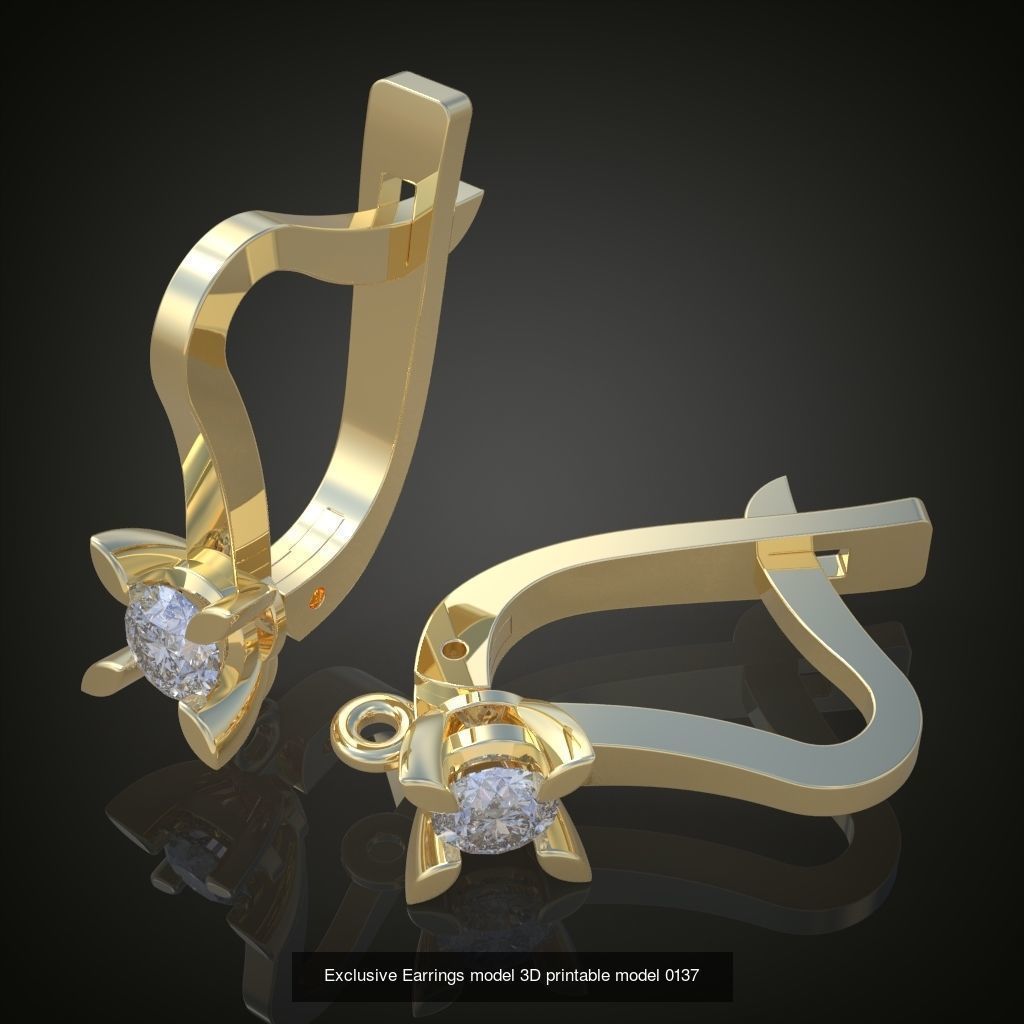 My 44 Beautiful and Graceful 3d printable Earring models 3D Model Collection_25