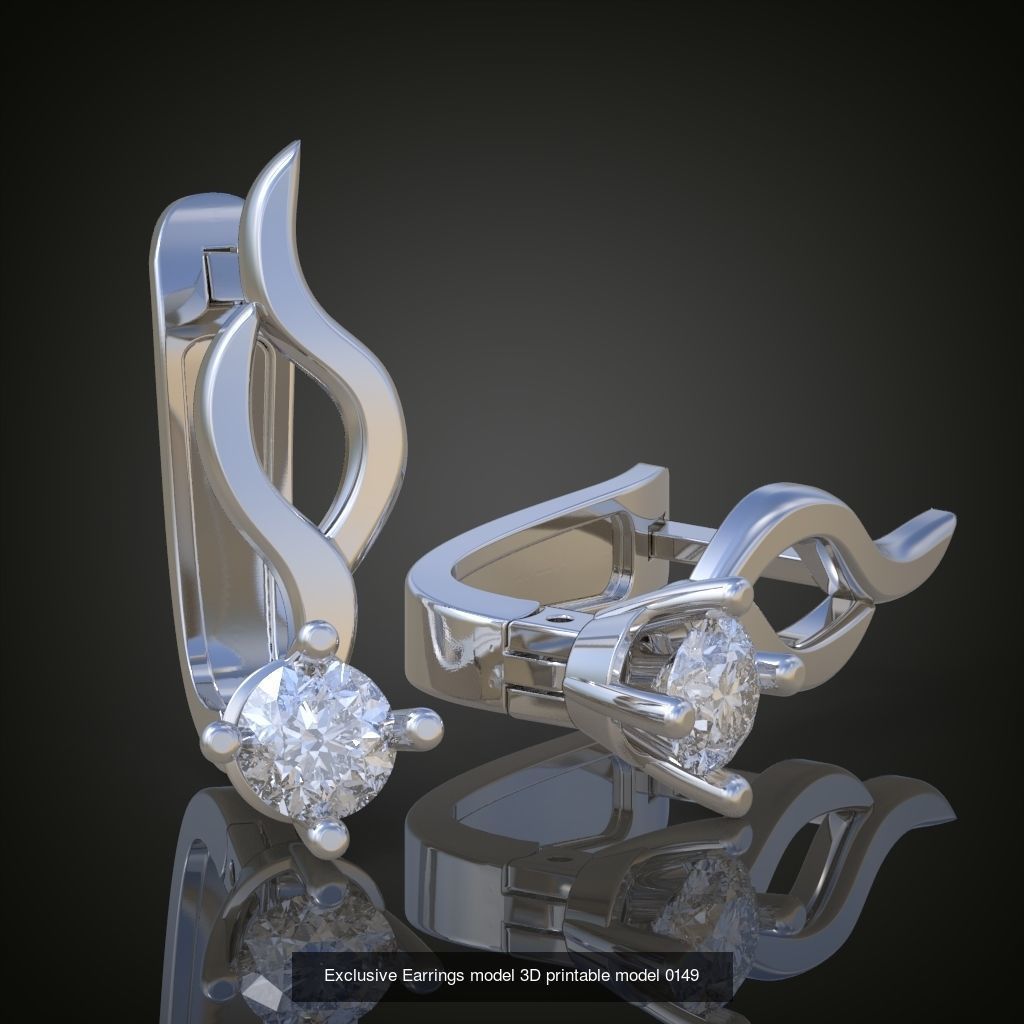 My 44 Beautiful and Graceful 3d printable Earring models 3D Model Collection_37
