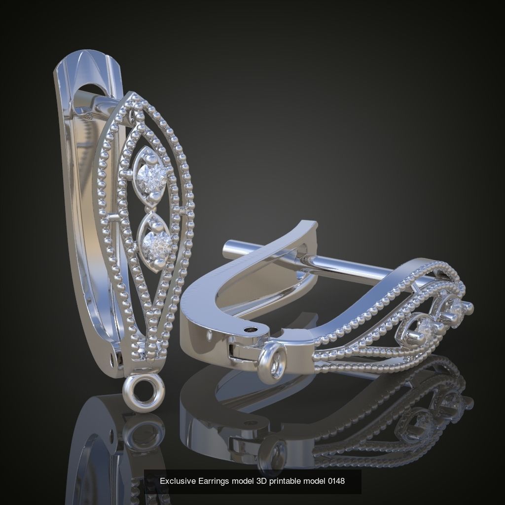 My 44 Beautiful and Graceful 3d printable Earring models 3D Model Collection_36