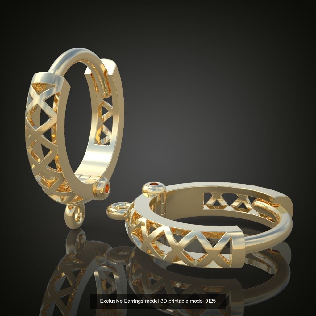 My 44 Beautiful and Graceful 3d printable Earring models 3D Model Collection_19