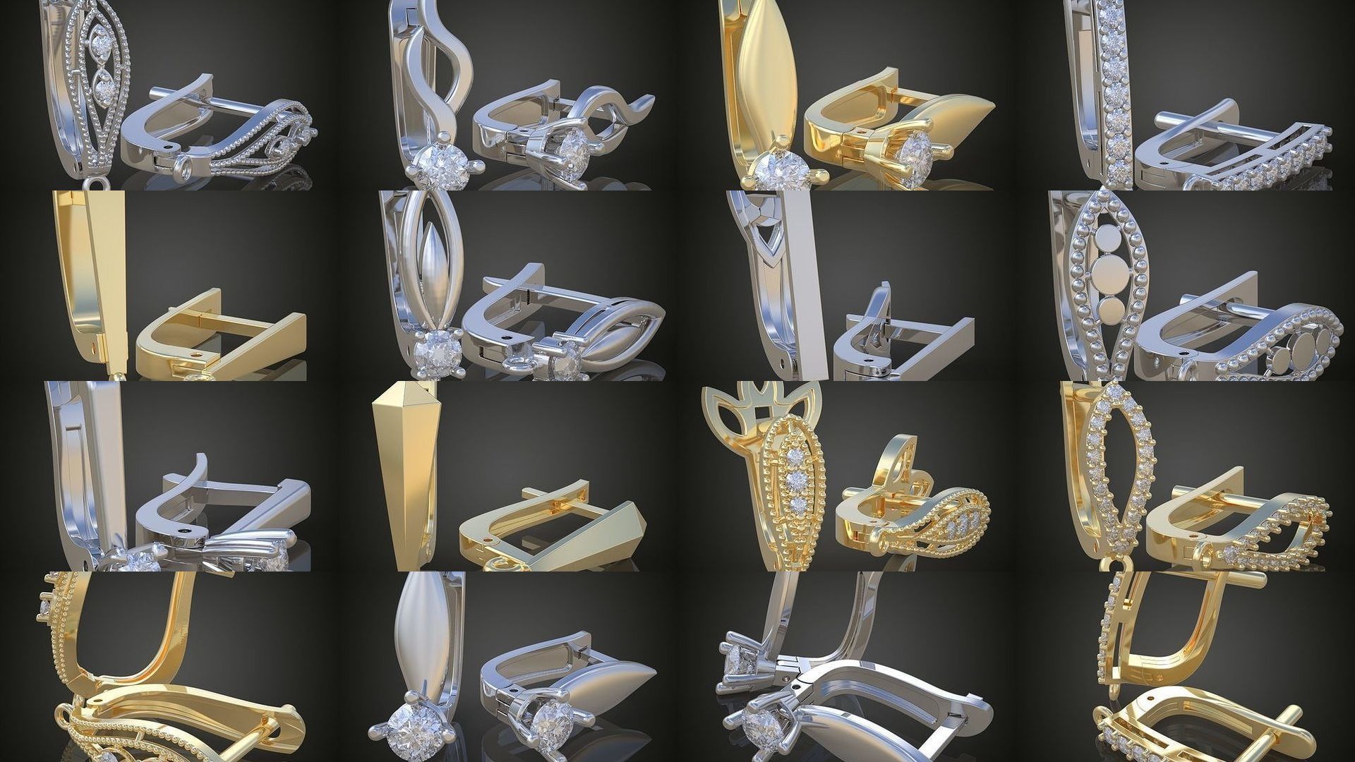 My 44 Beautiful and Graceful 3d printable Earring models 3D Model Collection_2