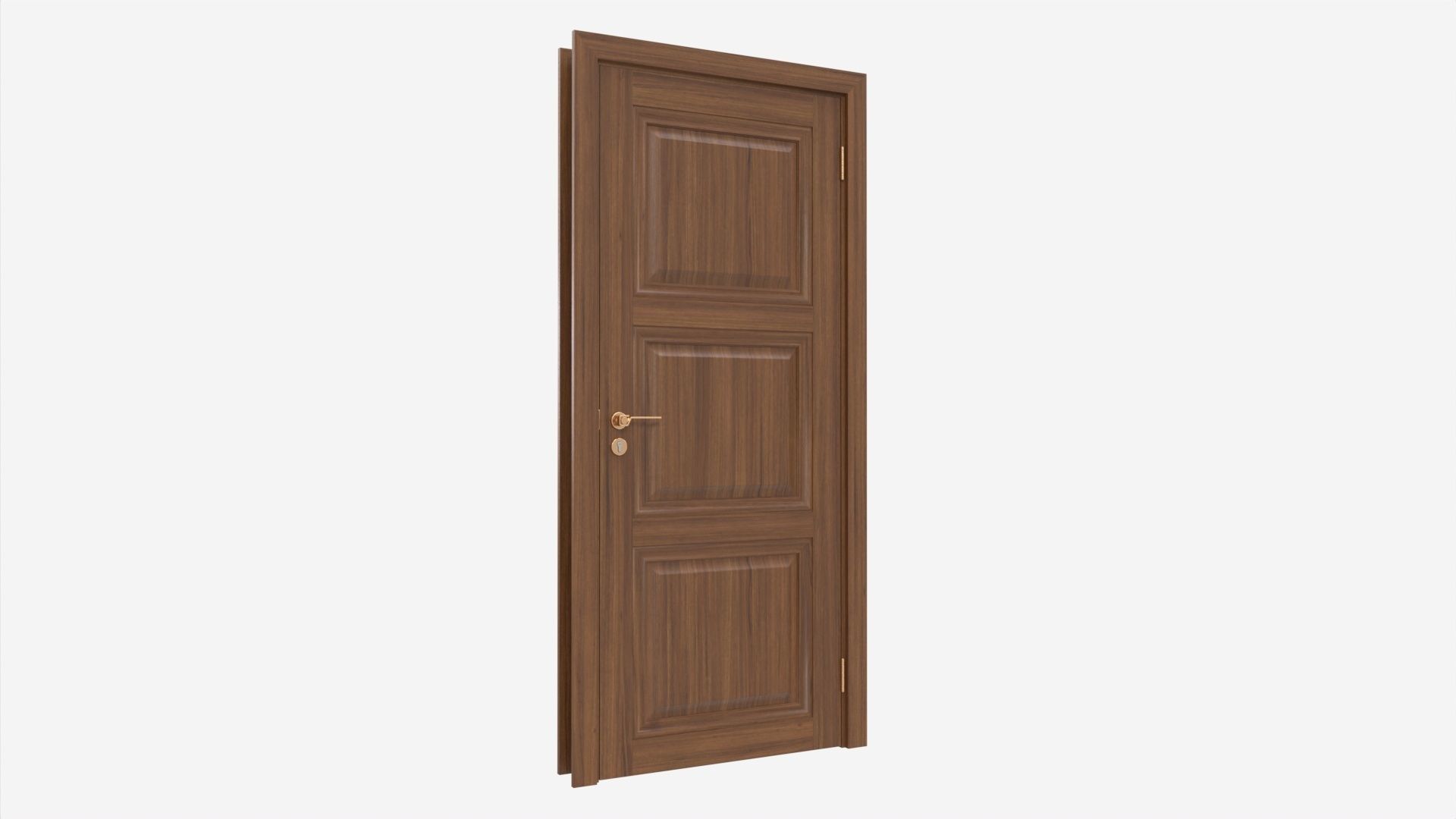 Classic Wooden Interior Door with Furniture 019 3D model_1