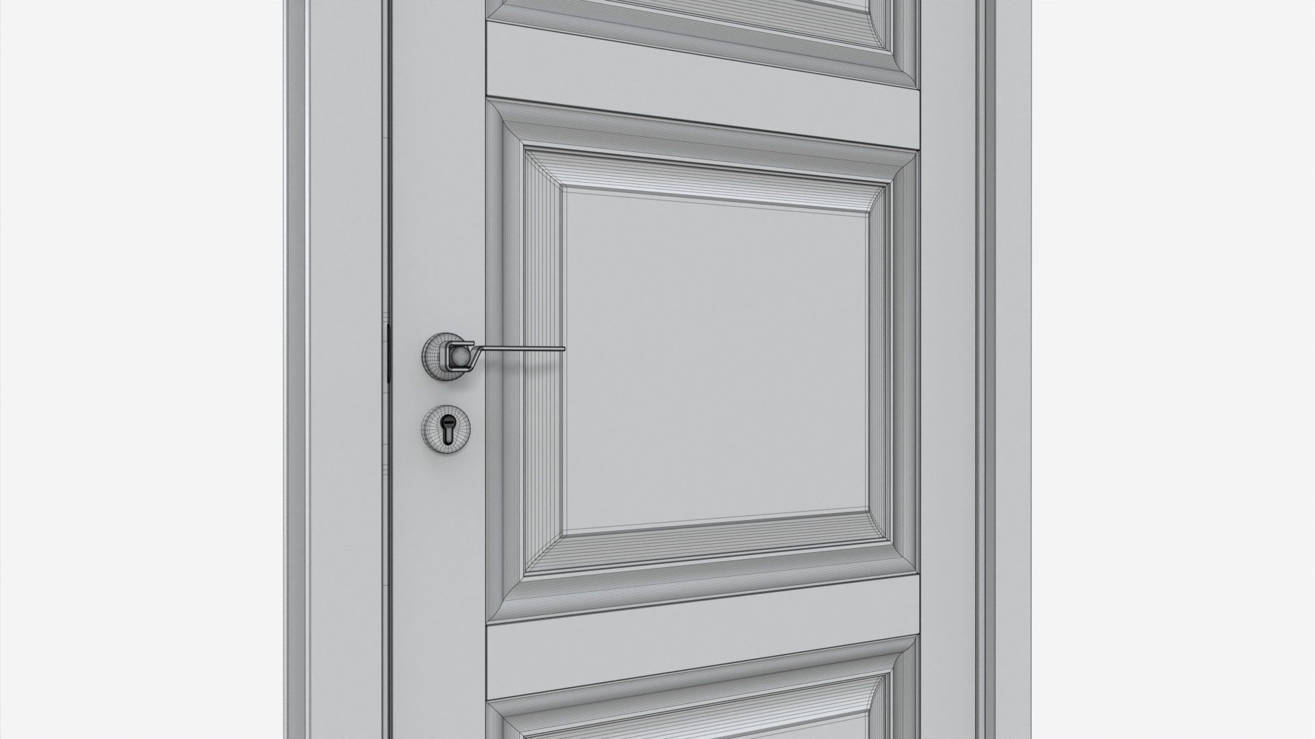 Classic Wooden Interior Door with Furniture 019 3D model_8