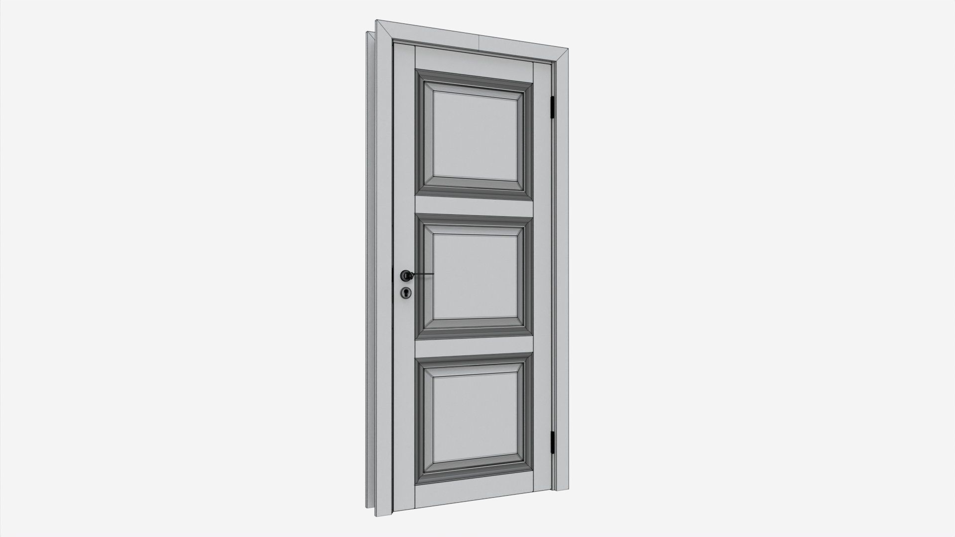 Classic Wooden Interior Door with Furniture 019 3D model_6