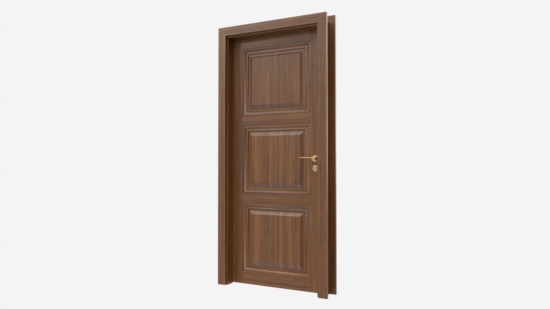 Classic Wooden Interior Door with Furniture 019 3D model_2
