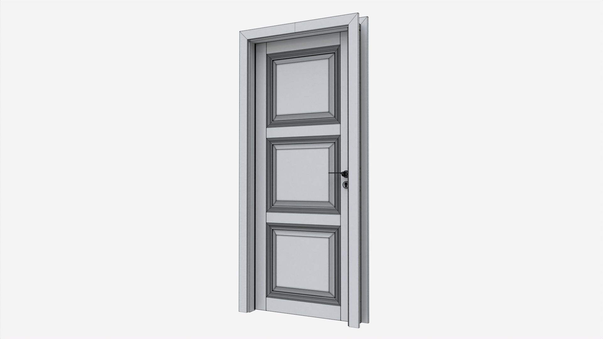 Classic Wooden Interior Door with Furniture 019 3D model_7
