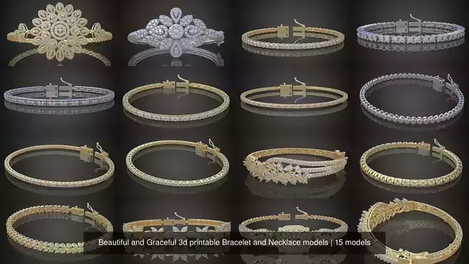 Beautiful and Graceful 3d printable Bracelet and Necklace models 3D Model Collection