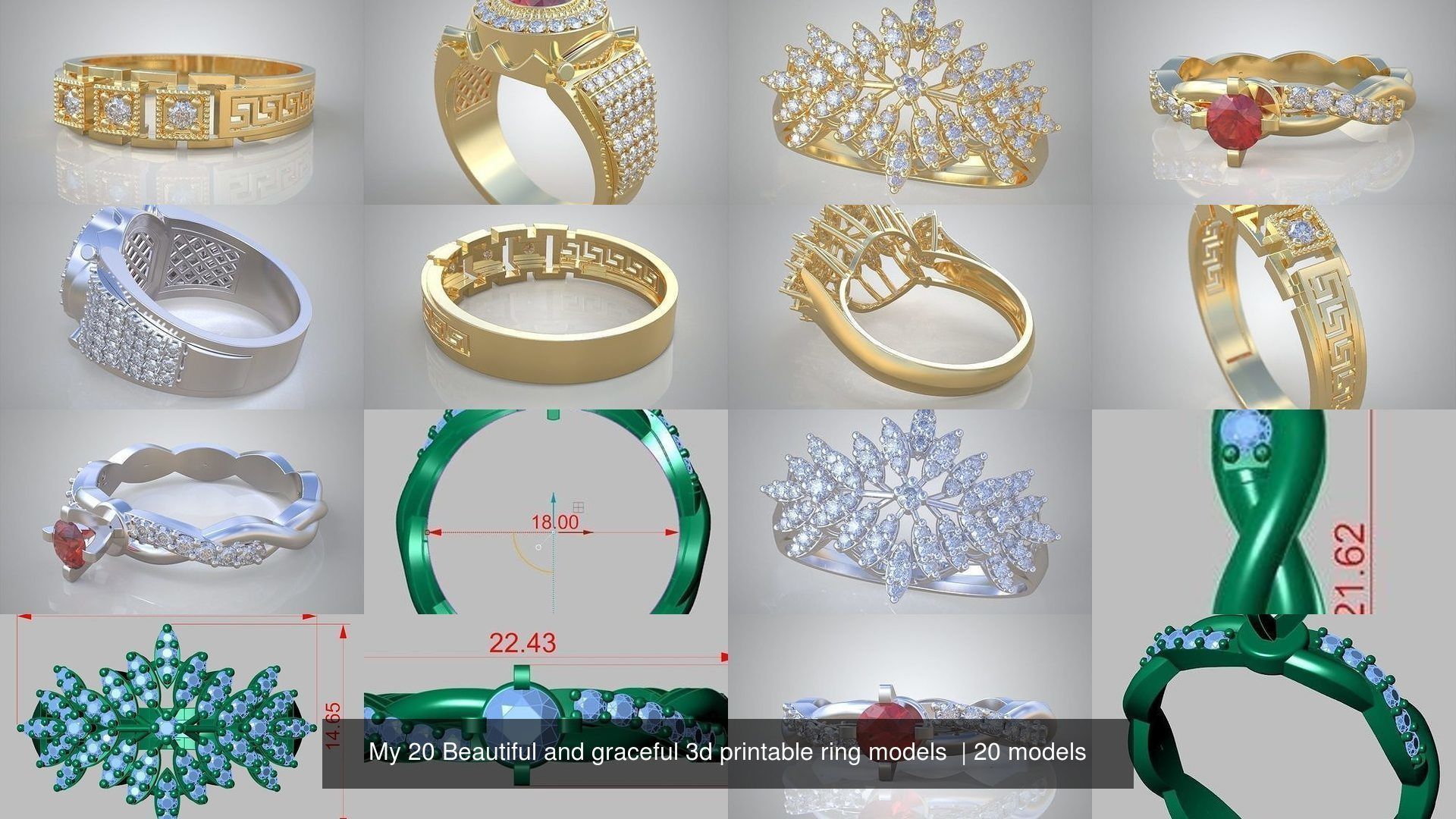 My 20 Beautiful and graceful 3d printable ring models  3D Model Collection_4
