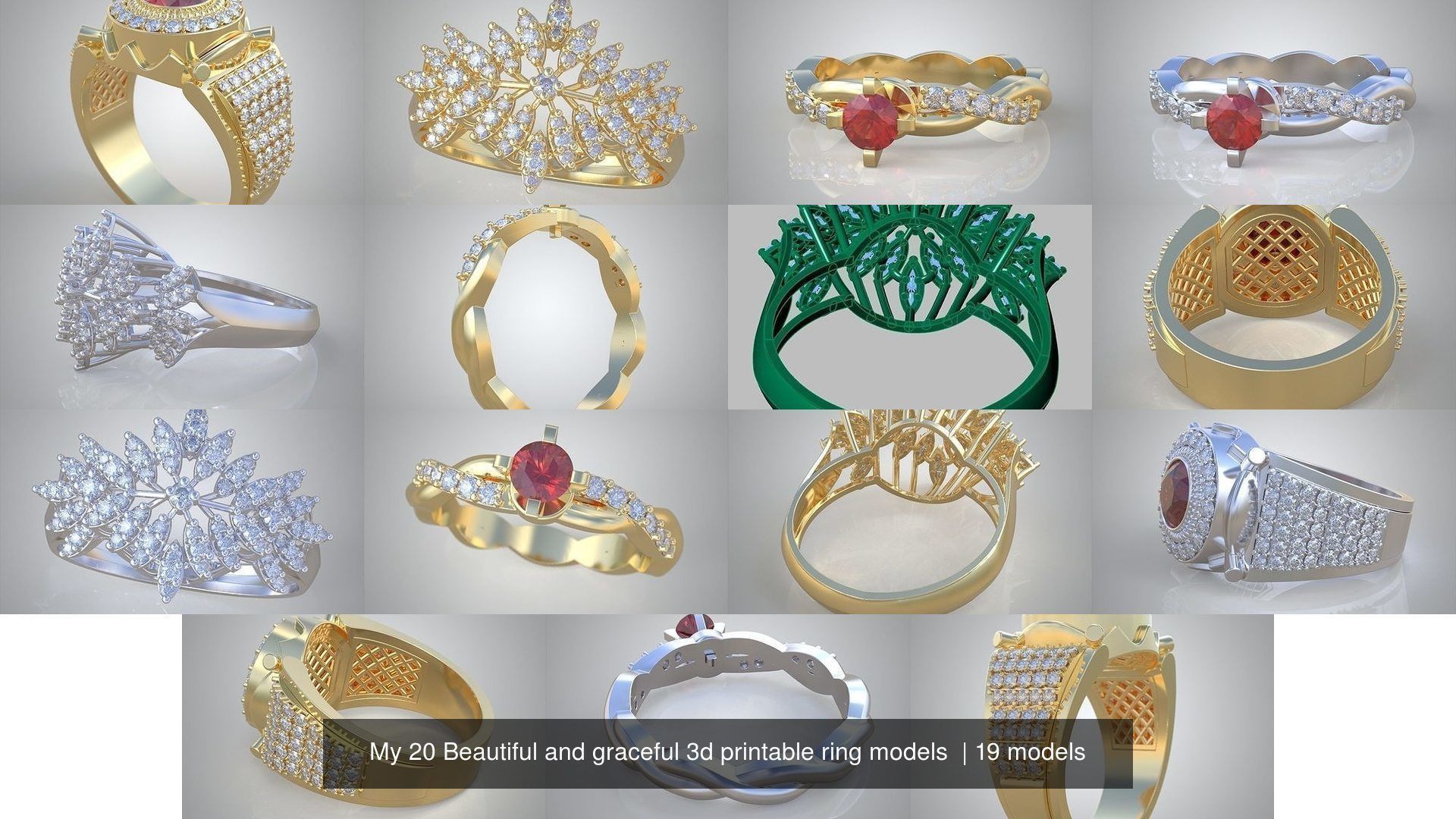 My 20 Beautiful and graceful 3d printable ring models  3D Model Collection_3