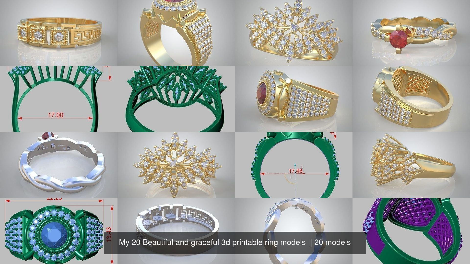 My 20 Beautiful and graceful 3d printable ring models  3D Model Collection_2