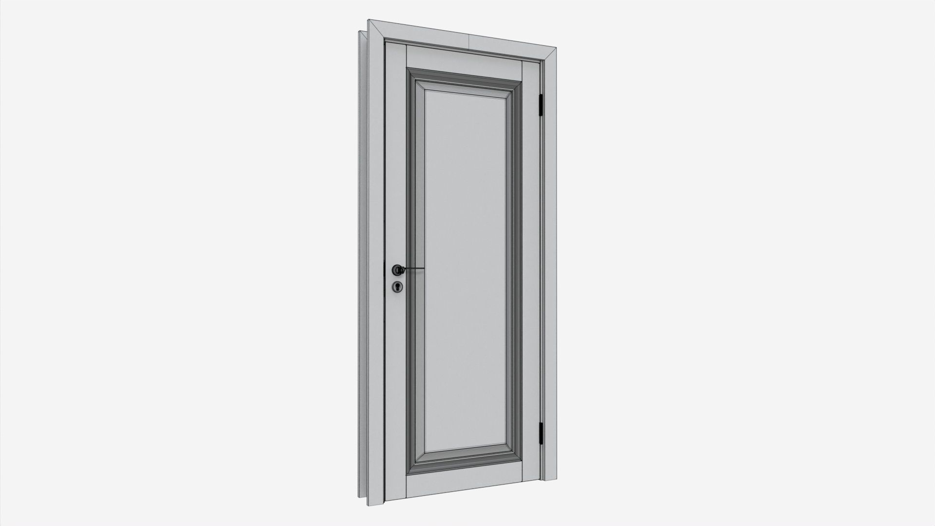 Classic Wooden Interior Door with Furniture 020 3D model_6