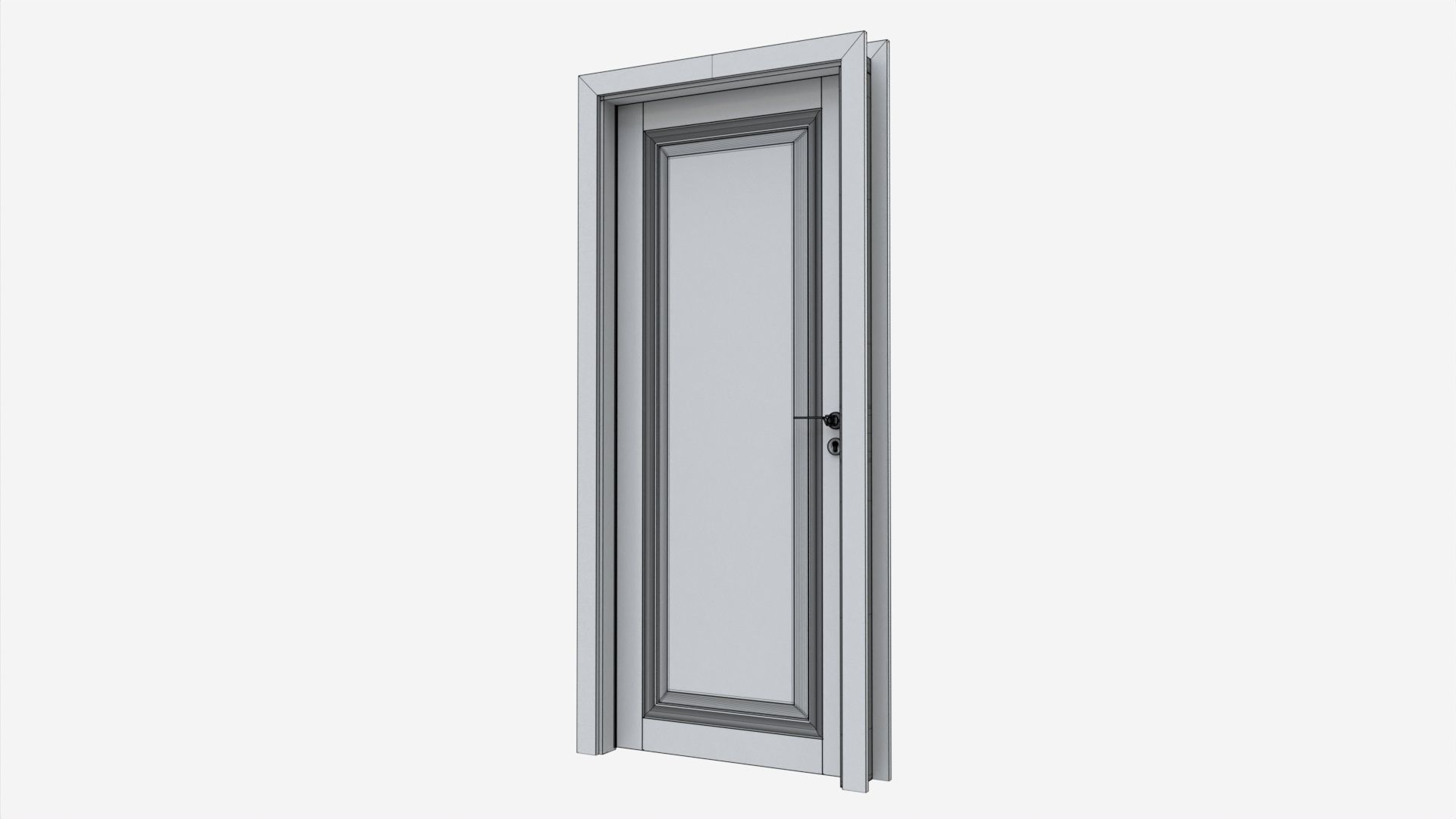 Classic Wooden Interior Door with Furniture 020 3D model_7