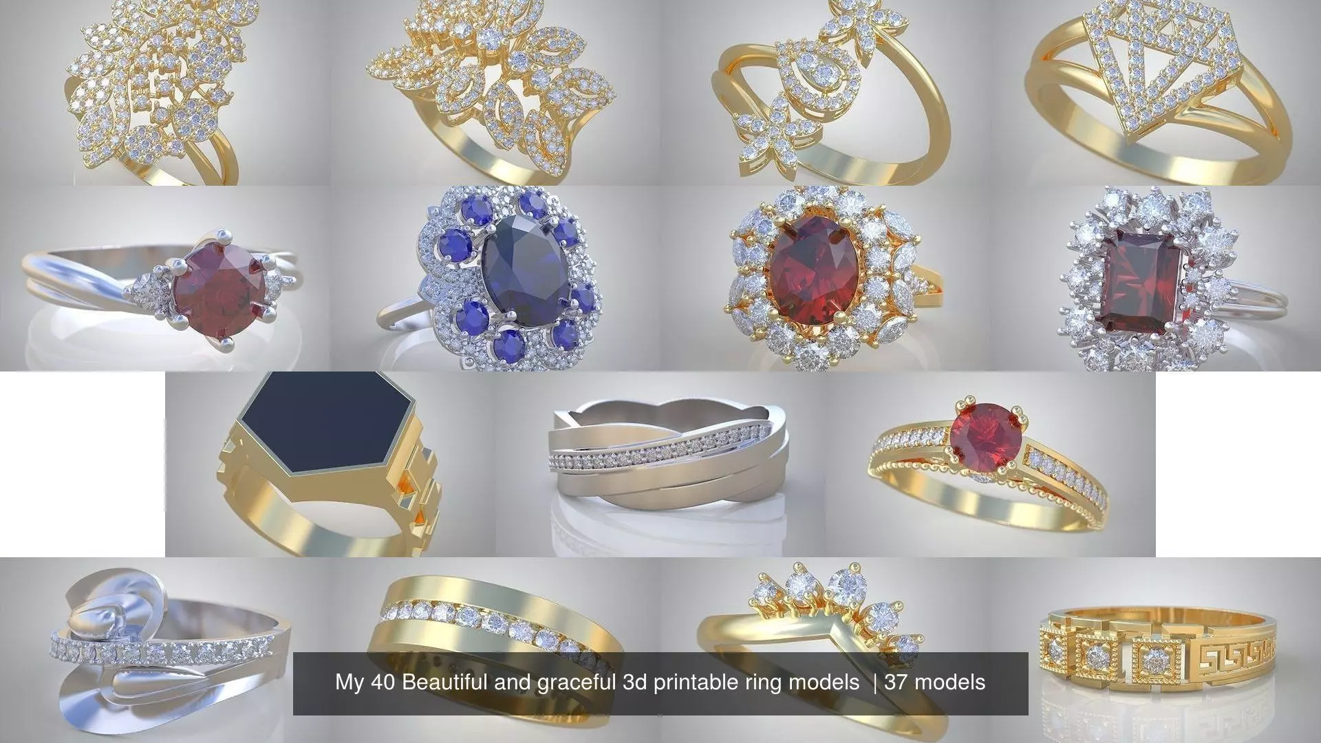 My 40 Beautiful and graceful 3d printable ring models 3D Model Collection_1