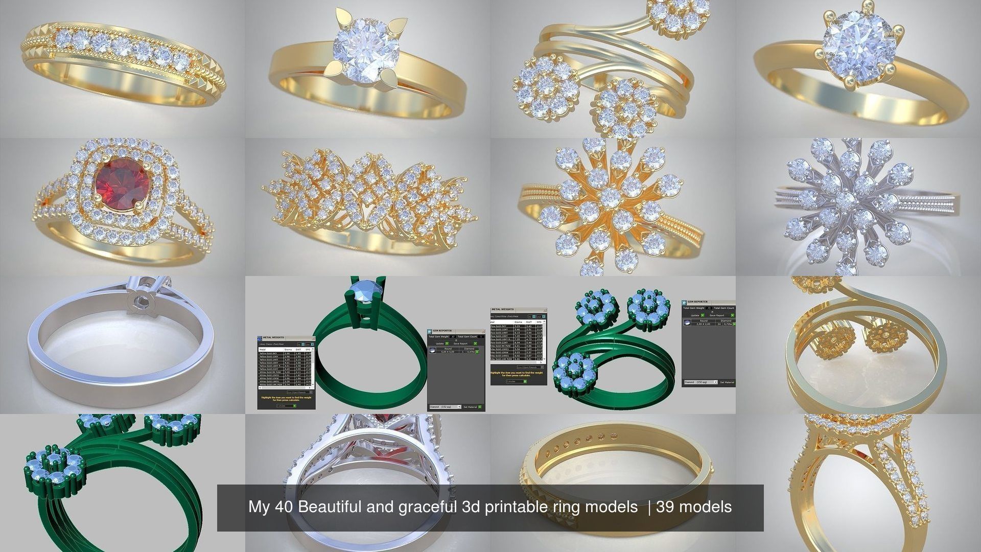 My 40 Beautiful and graceful 3d printable ring models 3D Model Collection_7
