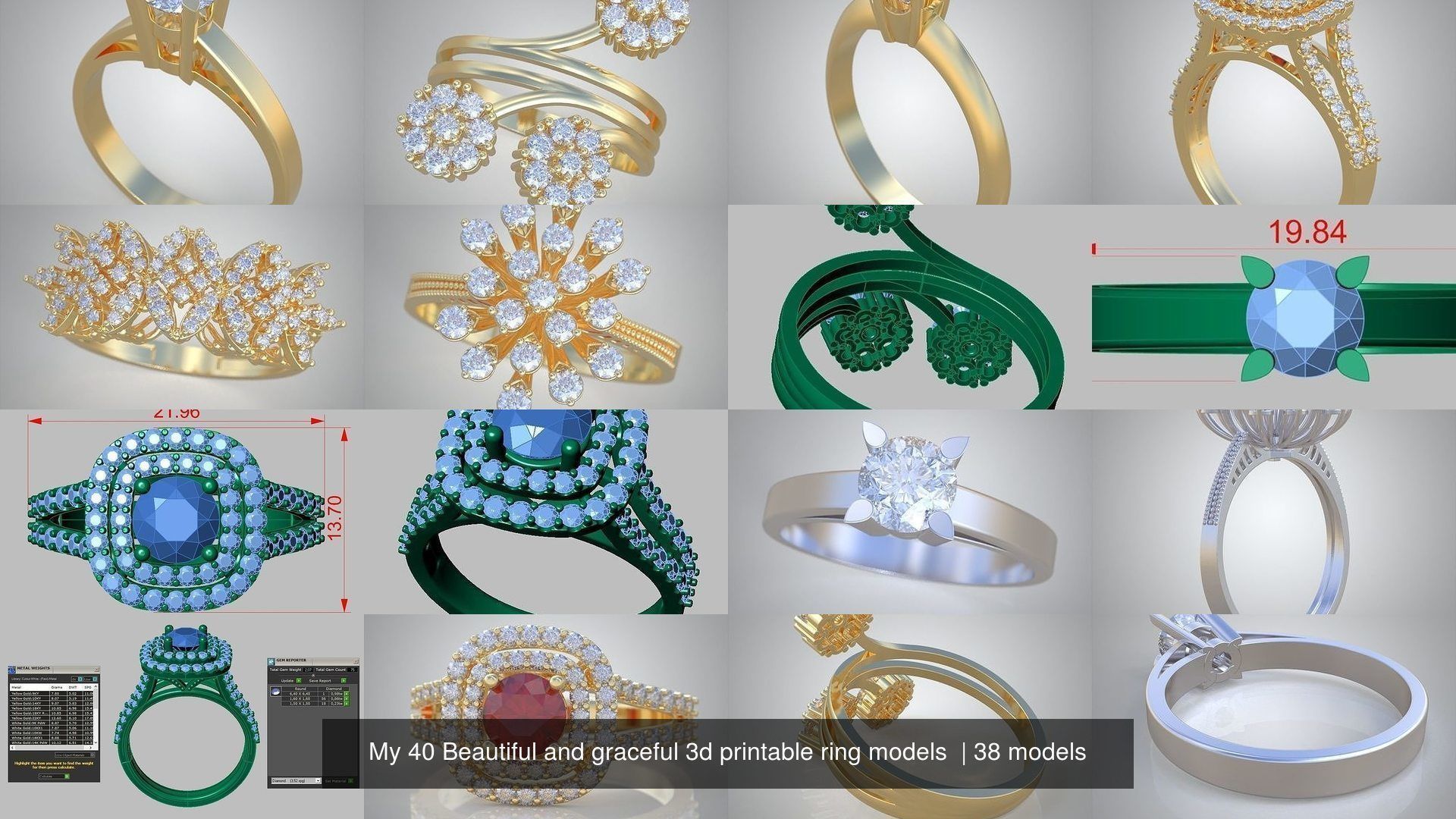 My 40 Beautiful and graceful 3d printable ring models 3D Model Collection_8