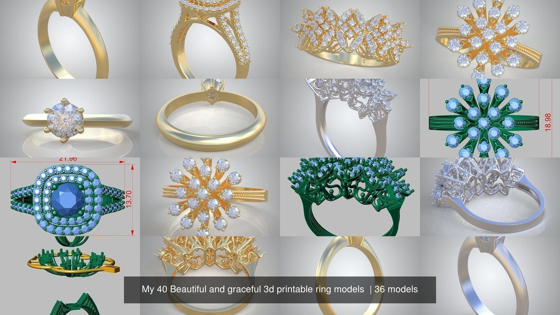 My 40 Beautiful and graceful 3d printable ring models 3D Model Collection_10