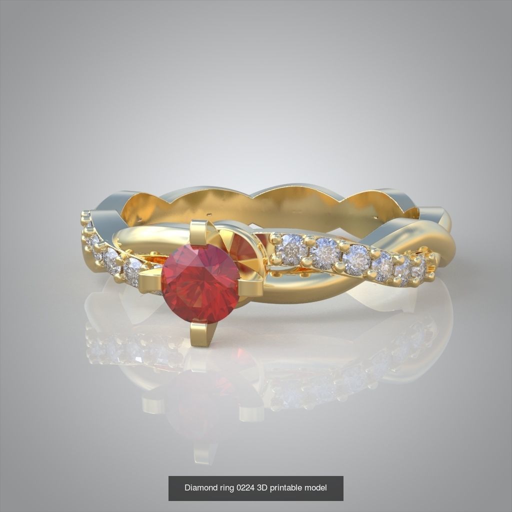 My 40 Beautiful and graceful 3d printable ring models 3D Model Collection_29