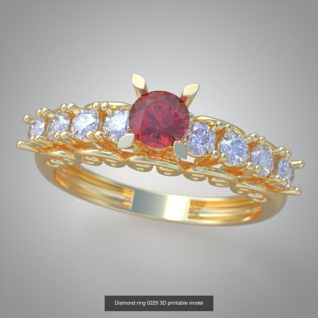 My 40 Beautiful and graceful 3d printable ring models 3D Model Collection_33
