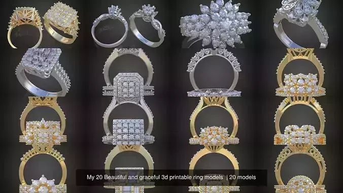 1My 20 Beautiful and graceful 3d printable ring models  3D Model Collection