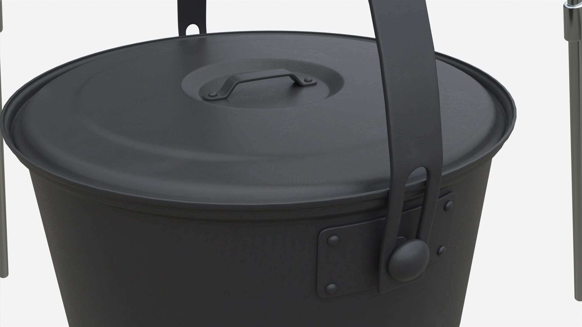 Camping Cooking Tripod with Pot 3D model_3