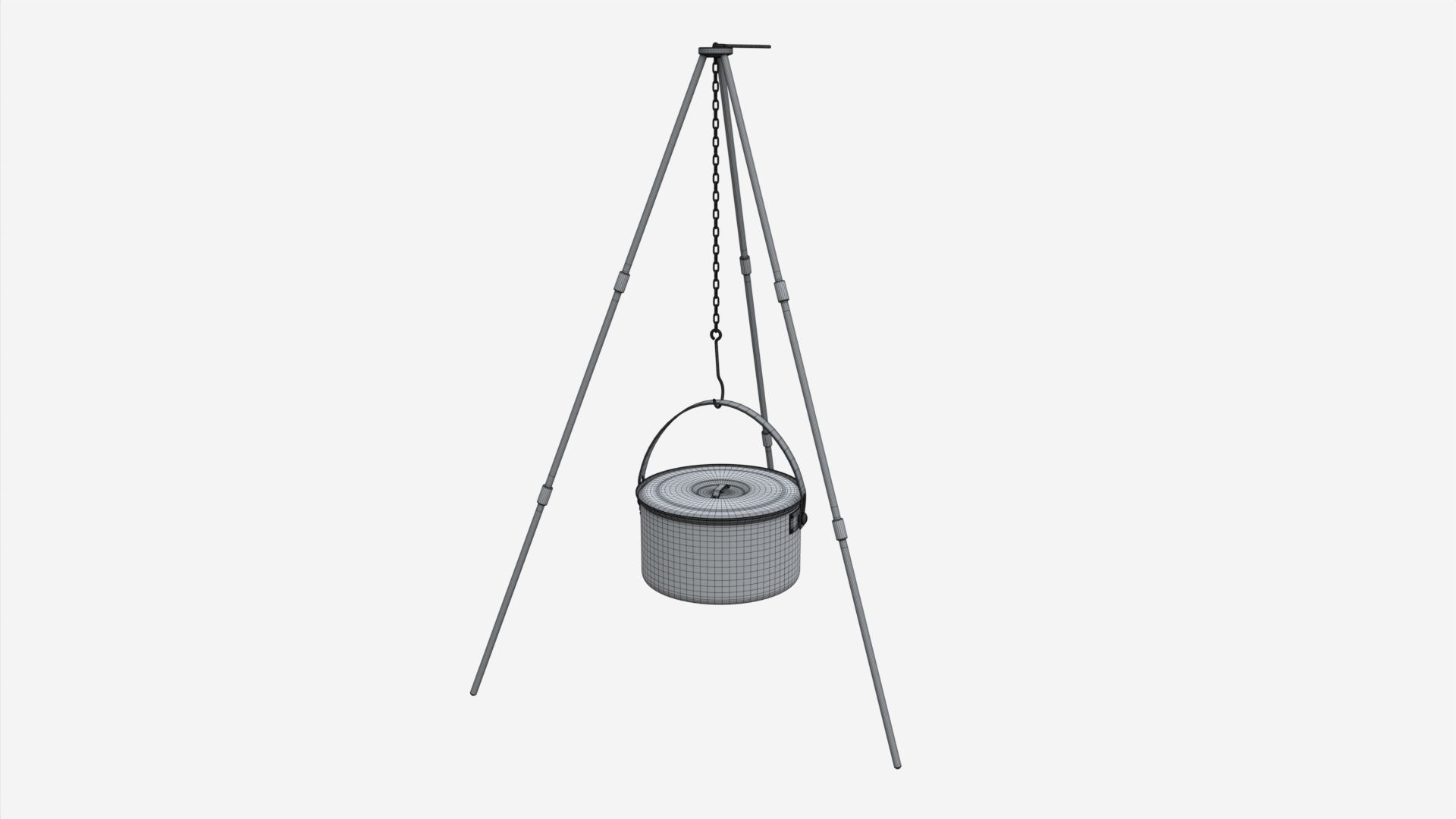 Camping Cooking Tripod with Pot 3D model_6