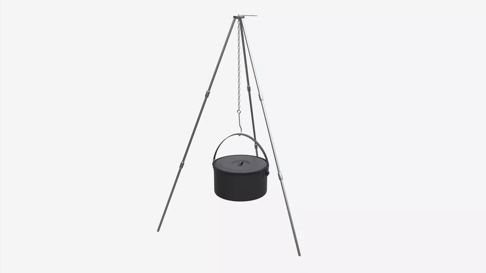 Camping Cooking Tripod with Pot 3D model_0