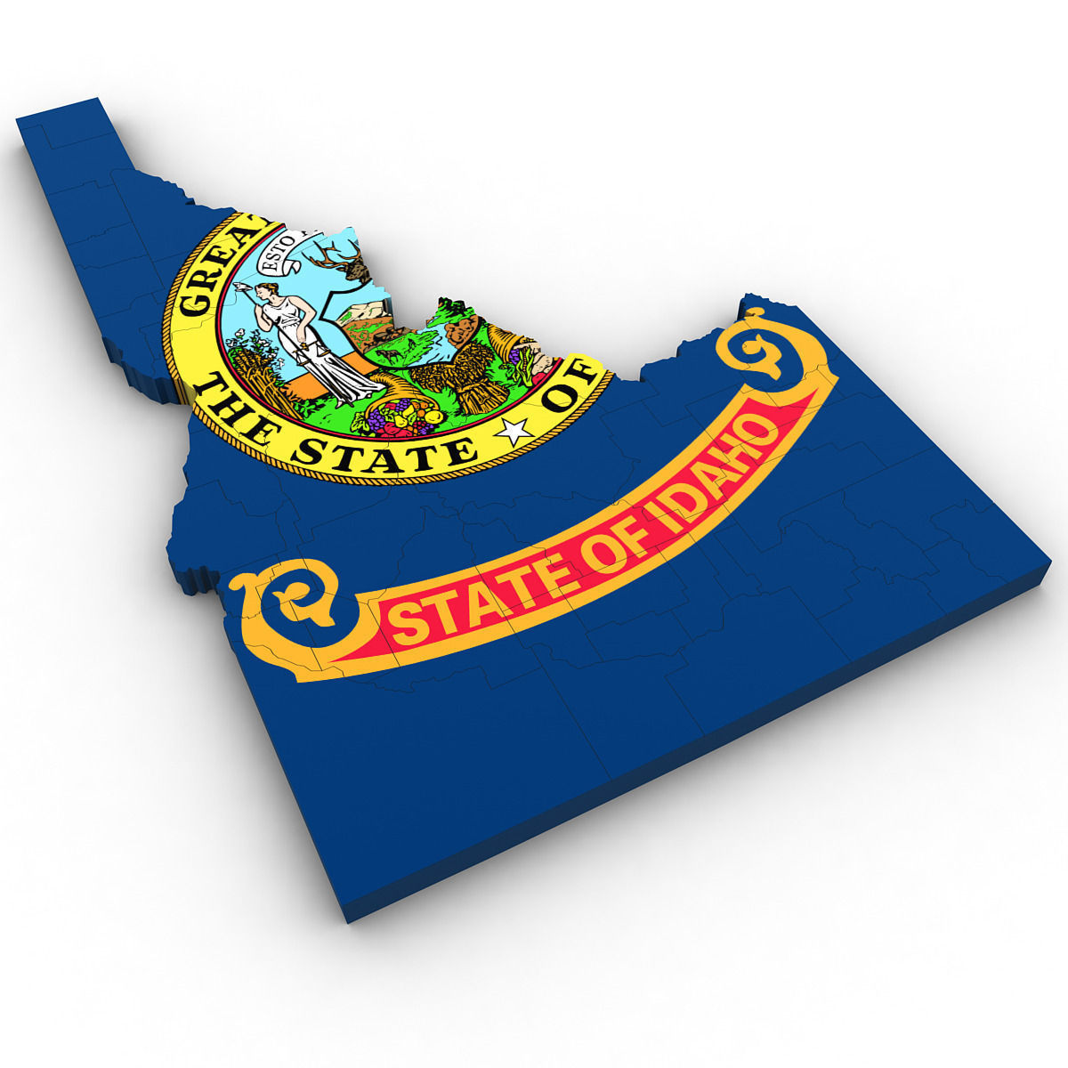 Idaho Political Map 3D model_2