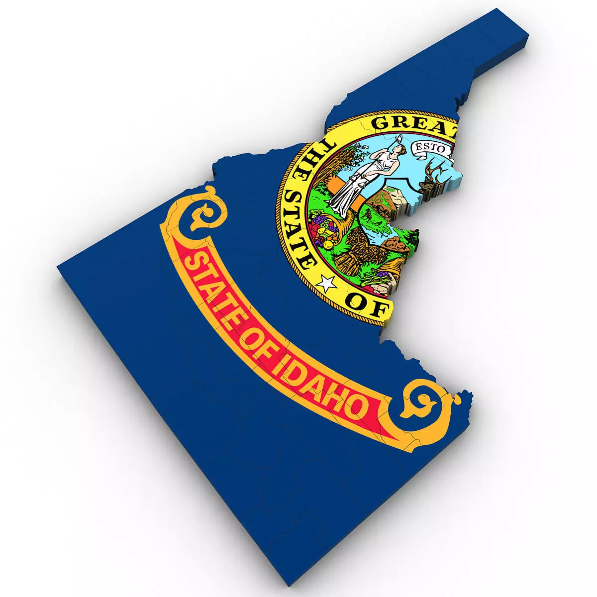 Idaho Political Map 3D model_0