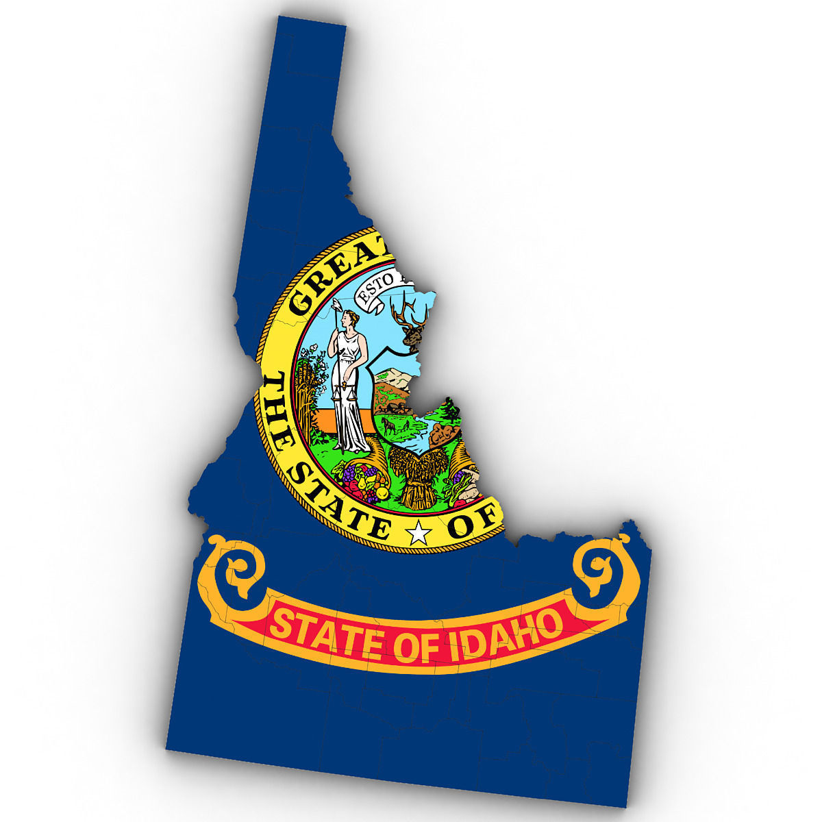 Idaho Political Map 3D model_6
