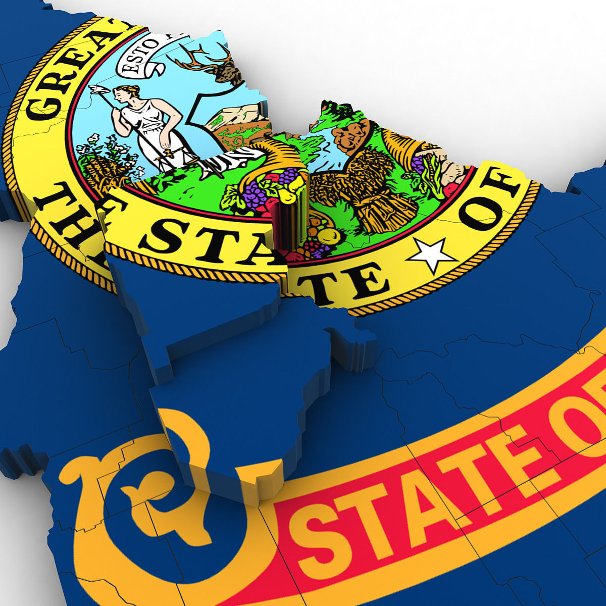 Idaho Political Map 3D model_4