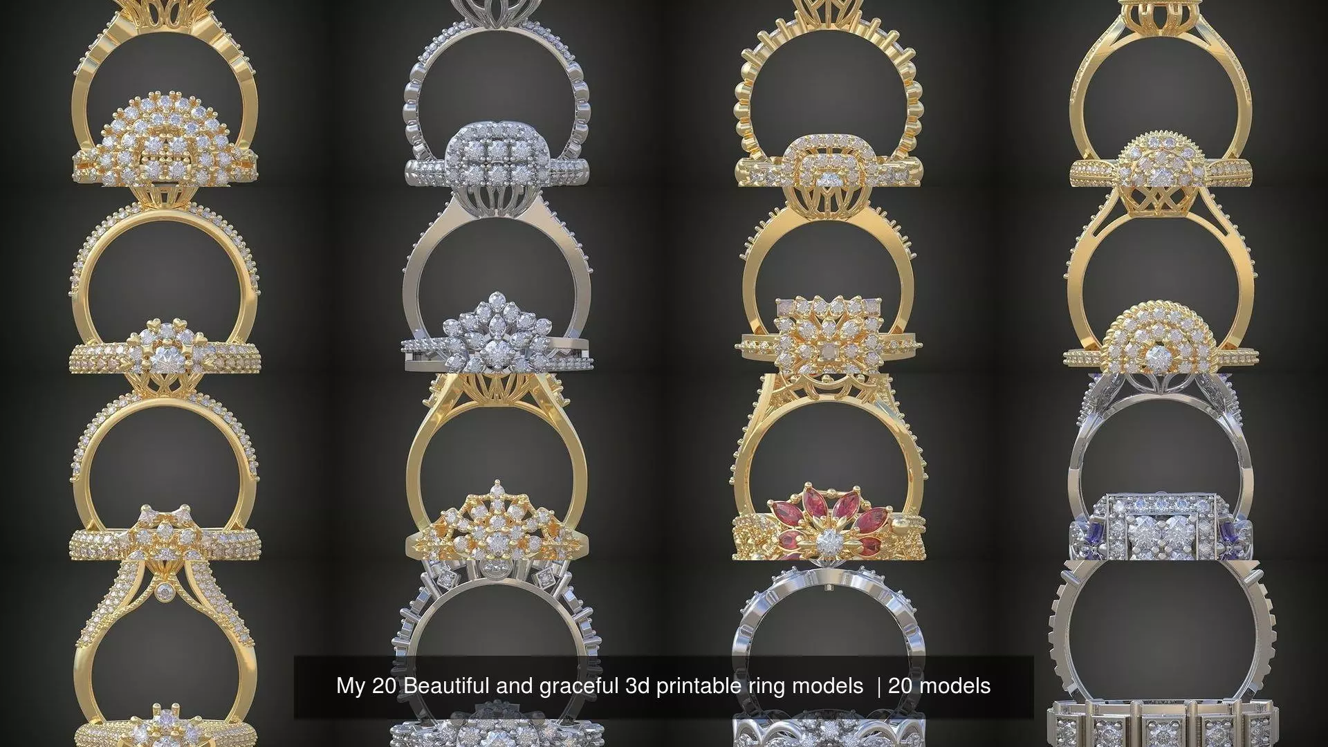 2My 20 Beautiful and graceful 3d printable ring models  3D Model Collection_0