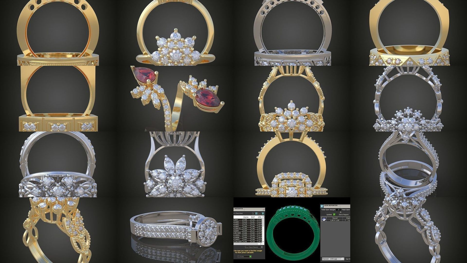 3My 60 Beautiful and graceful 3d printable ring models  3D Model Collection_5