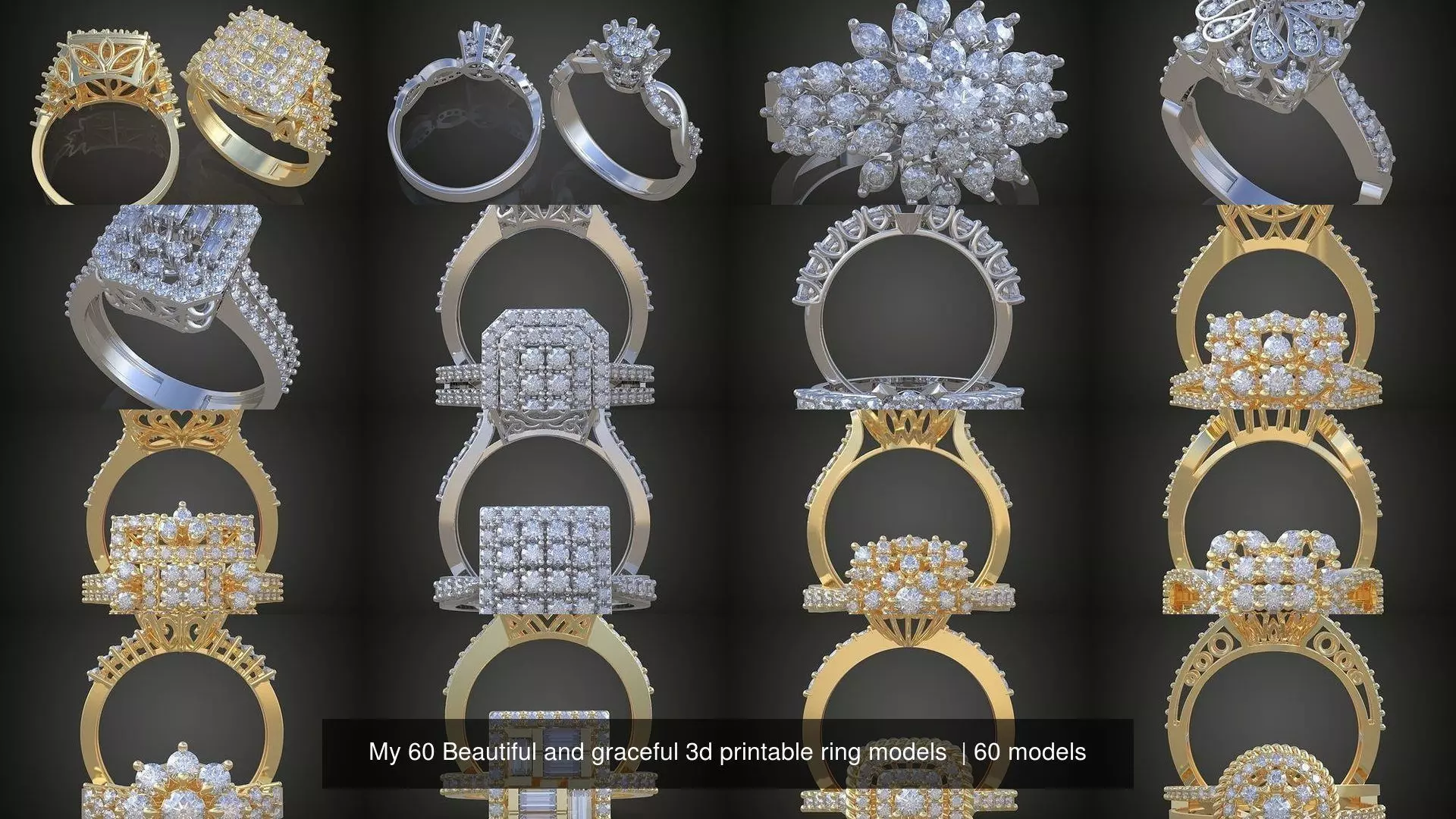 3My 60 Beautiful and graceful 3d printable ring models  3D Model Collection_0