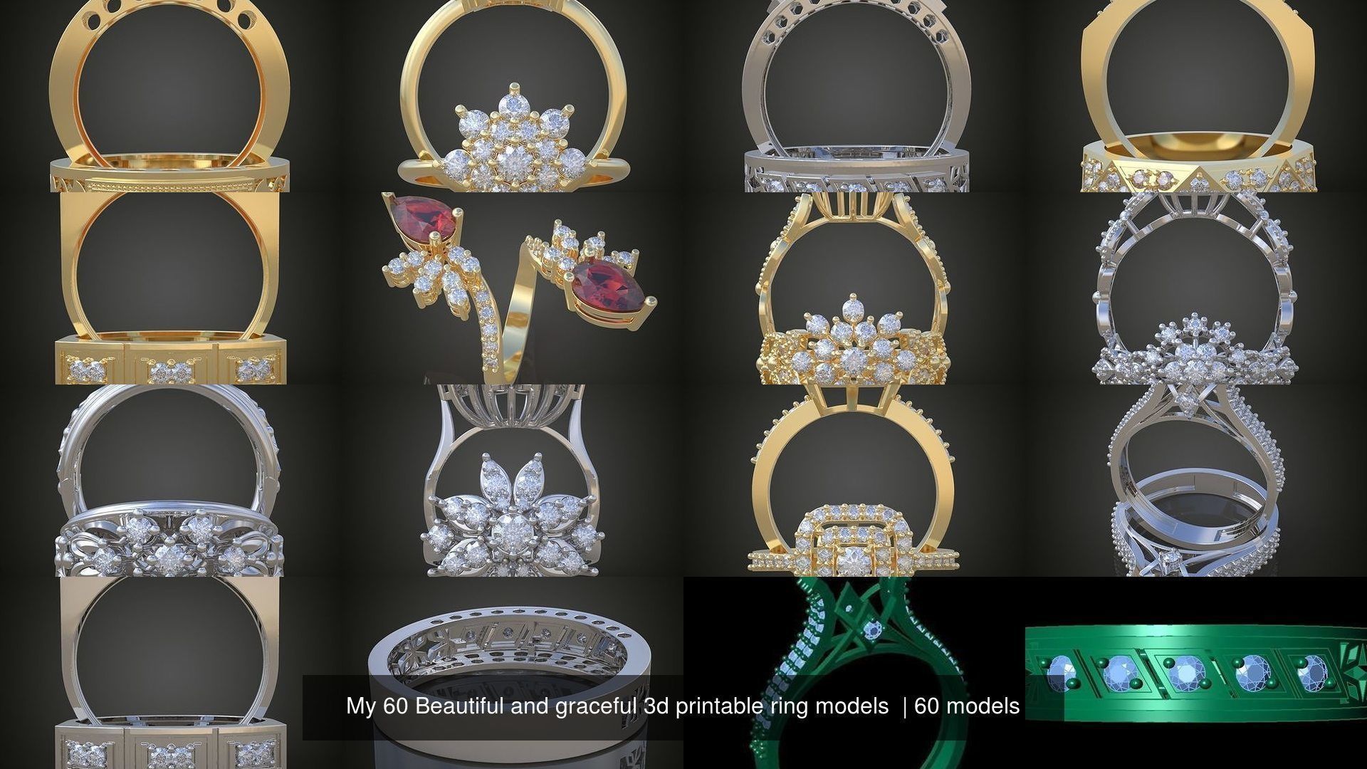3My 60 Beautiful and graceful 3d printable ring models  3D Model Collection_6