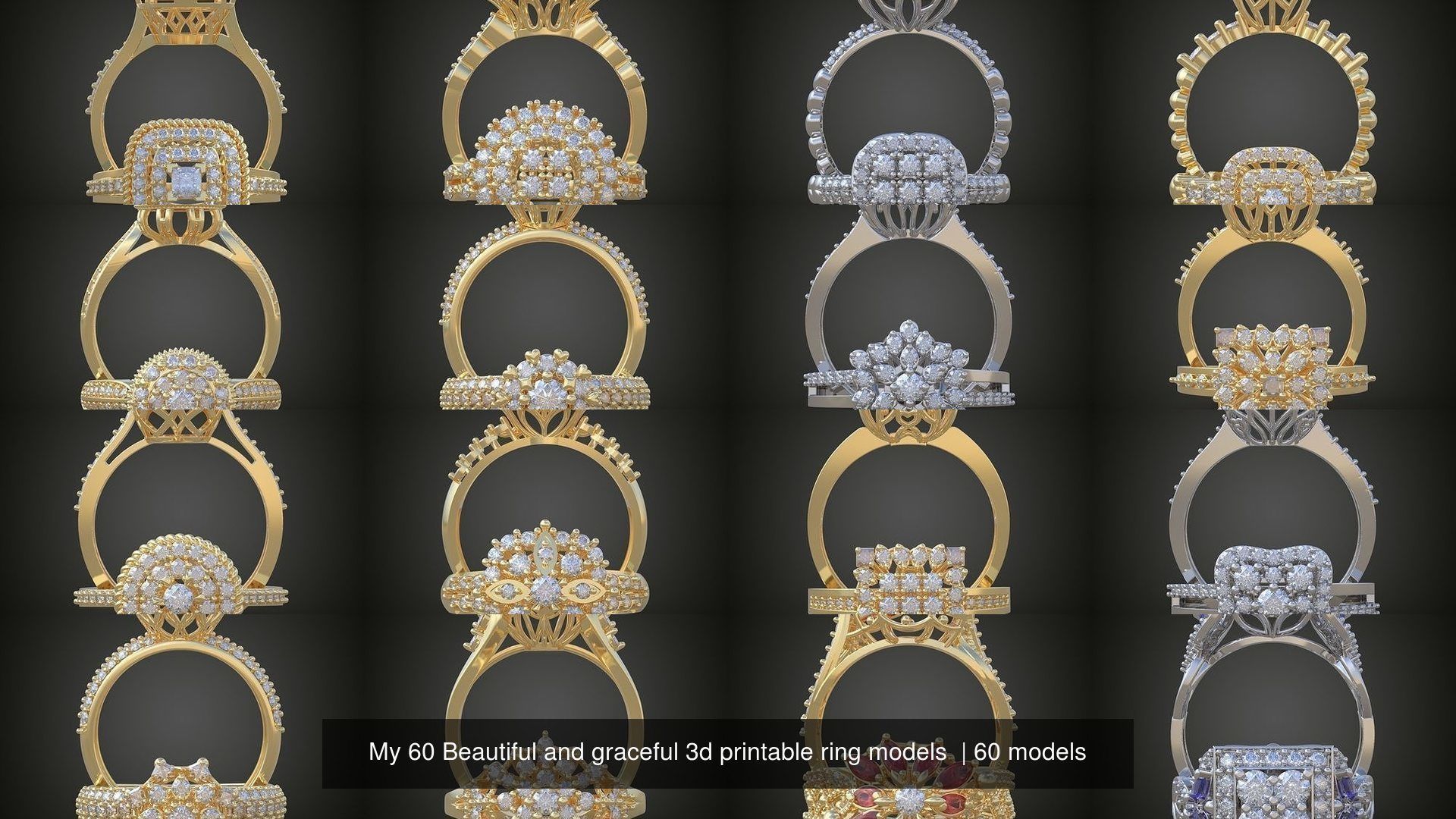 3My 60 Beautiful and graceful 3d printable ring models  3D Model Collection_2