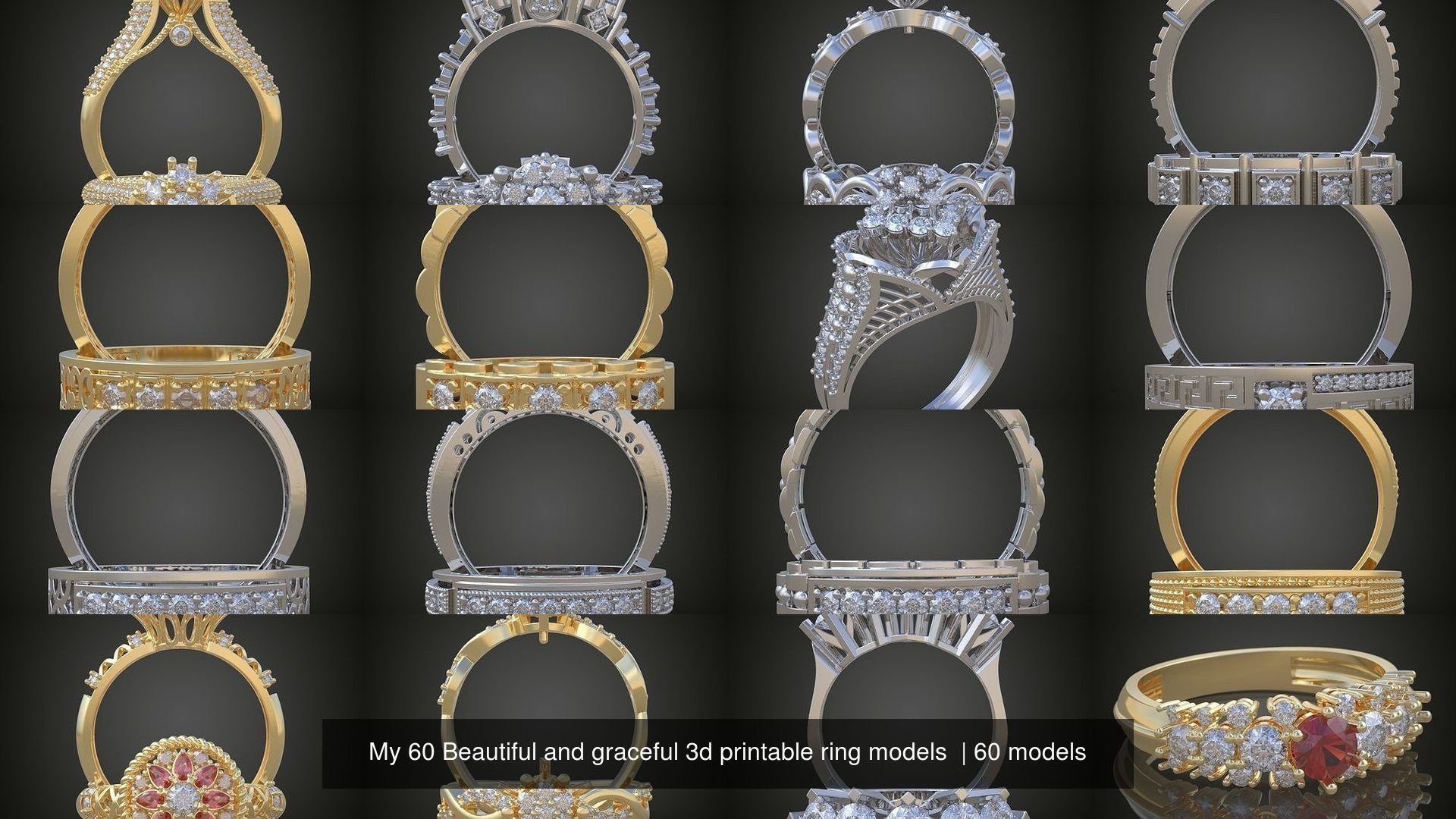 3My 60 Beautiful and graceful 3d printable ring models  3D Model Collection_4