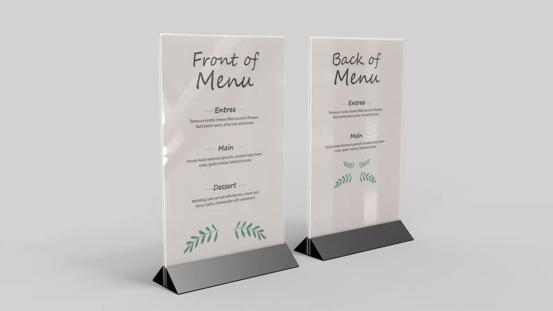Tent Card Menu Low-poly 3D model