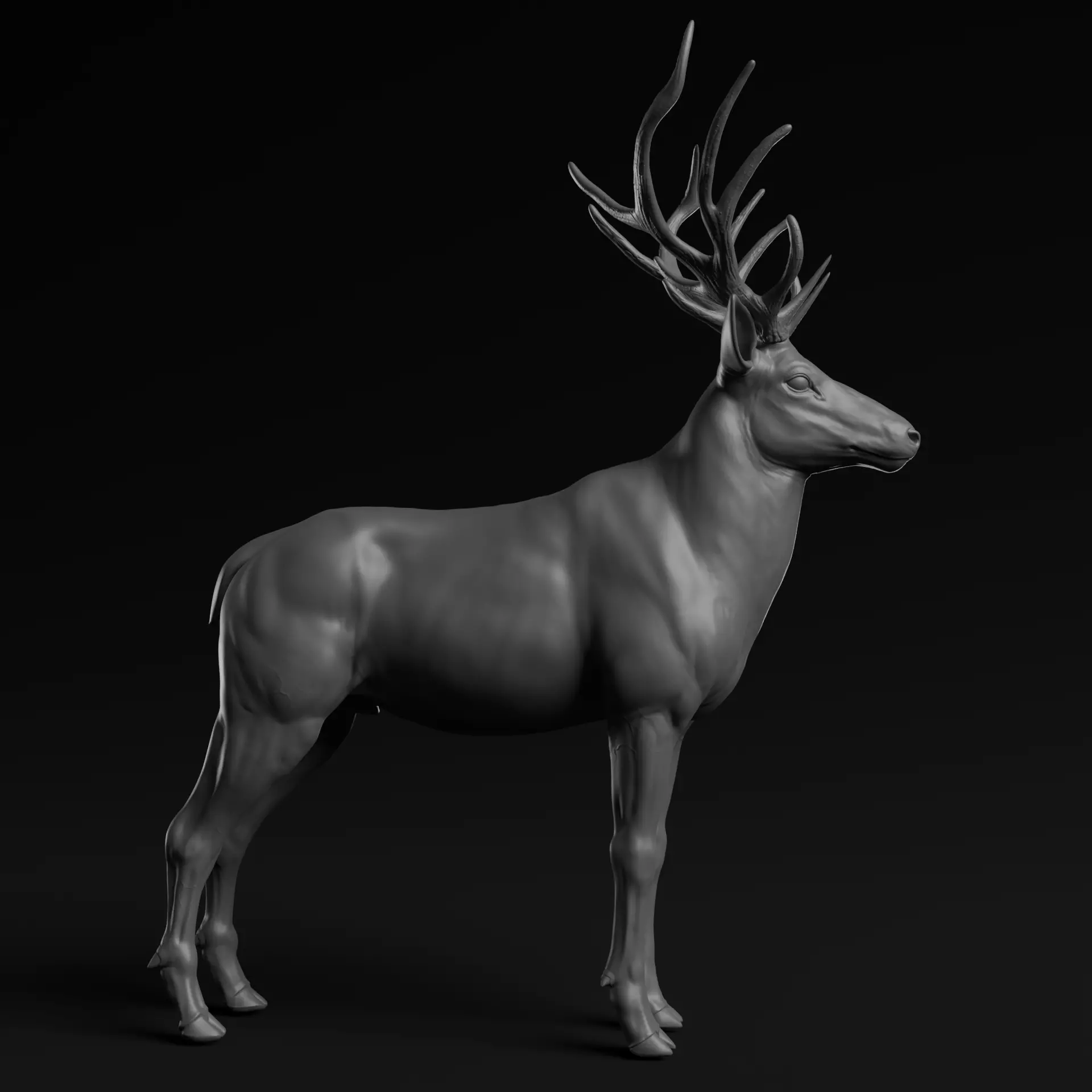 Deer - Highpoly Sculpture 3D model  3D model_0