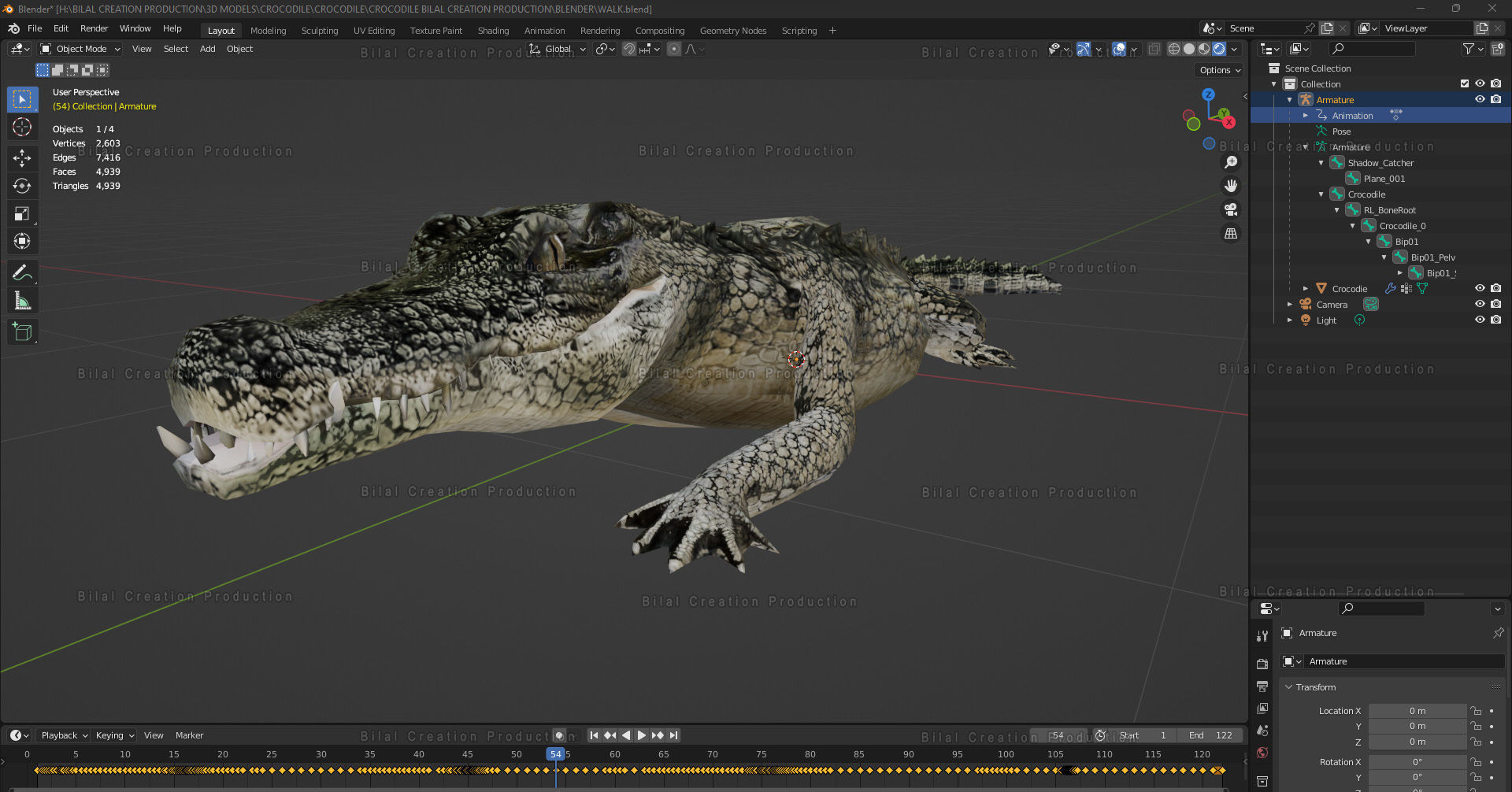 CROCODILE RIGGED ANIMATED 7 3D model_19