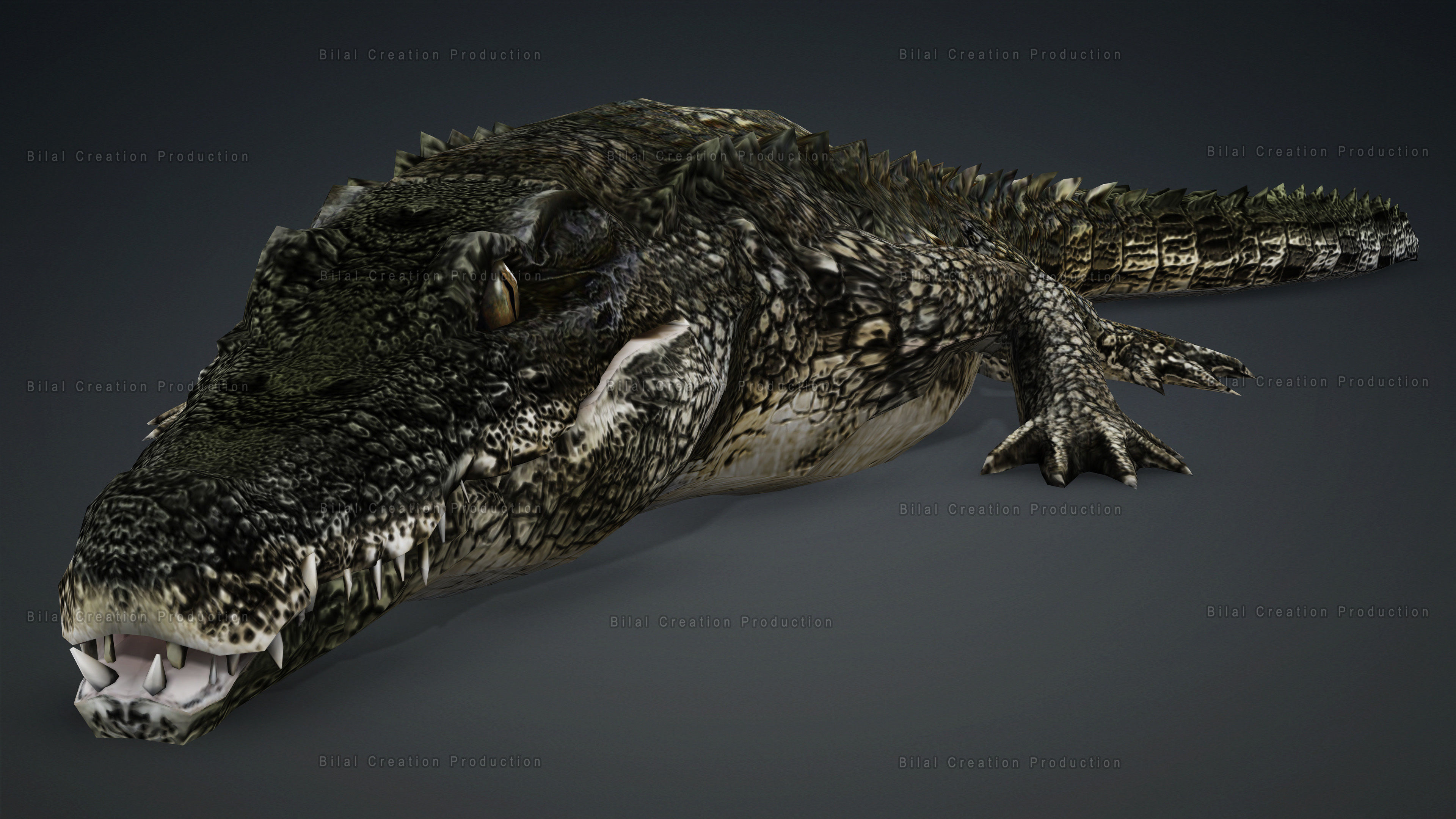 CROCODILE RIGGED ANIMATED 7 3D model_2
