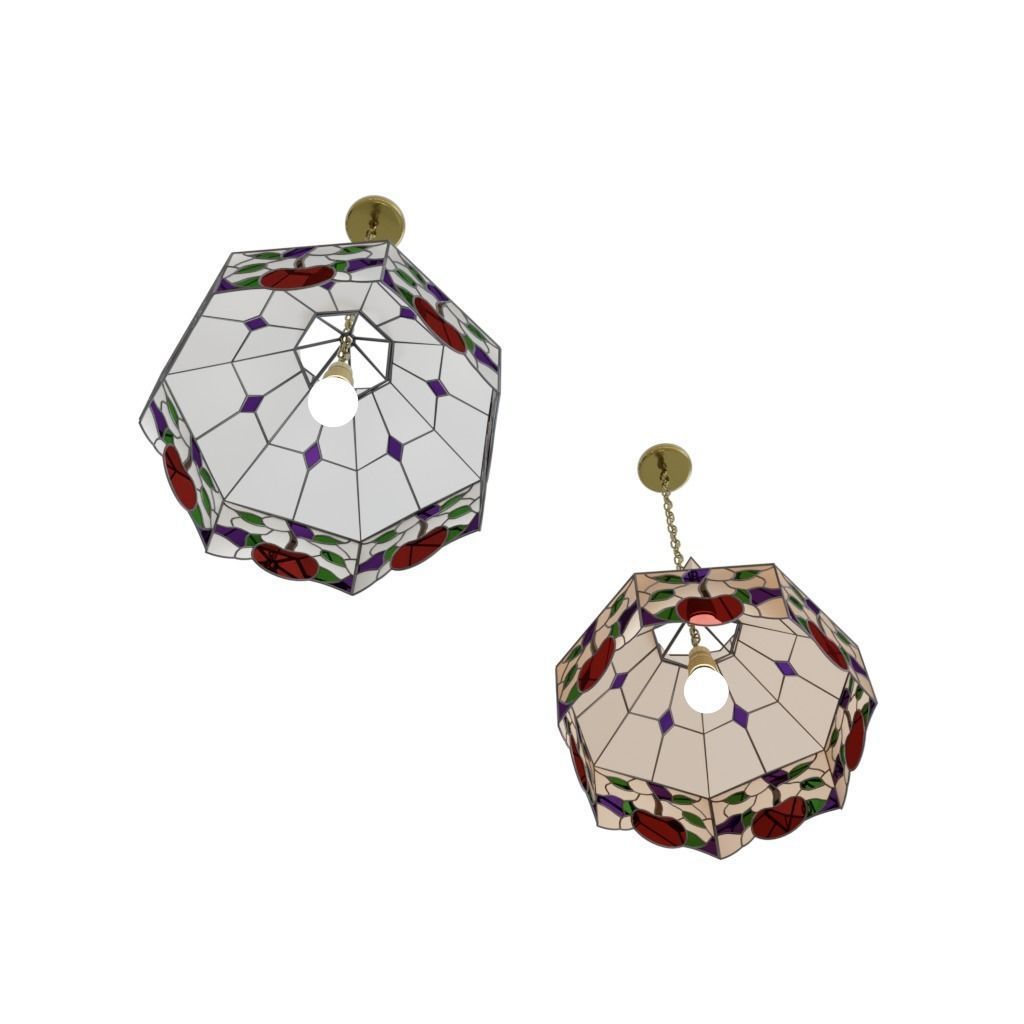 Stained Glass Pendant Light 3D model_1