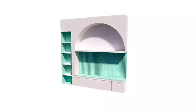 bookshelf arched turquoise Low-poly 3D model