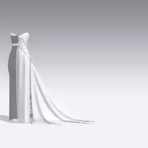 DRESS  STRAPLESS HEART SHAPED NECKLINE  WHITE COLOR 