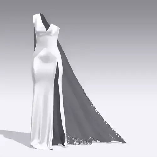  DRESS  ONE SHOULDER NECKLINE LILAC WHITE COLOR  