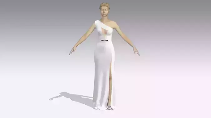 DRESS ONE SHOULDER  CENTER WINDOW BLOUSE AND METALIC BELT 