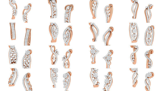 38 Women earrings 3dm stl renders detail 3D Model Collection