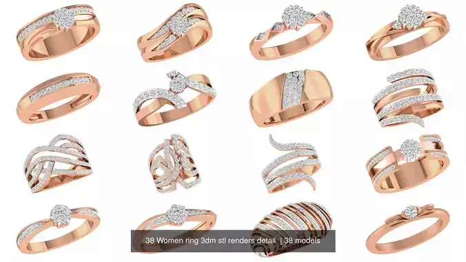 38 Women ring 3dm stl renders detail 