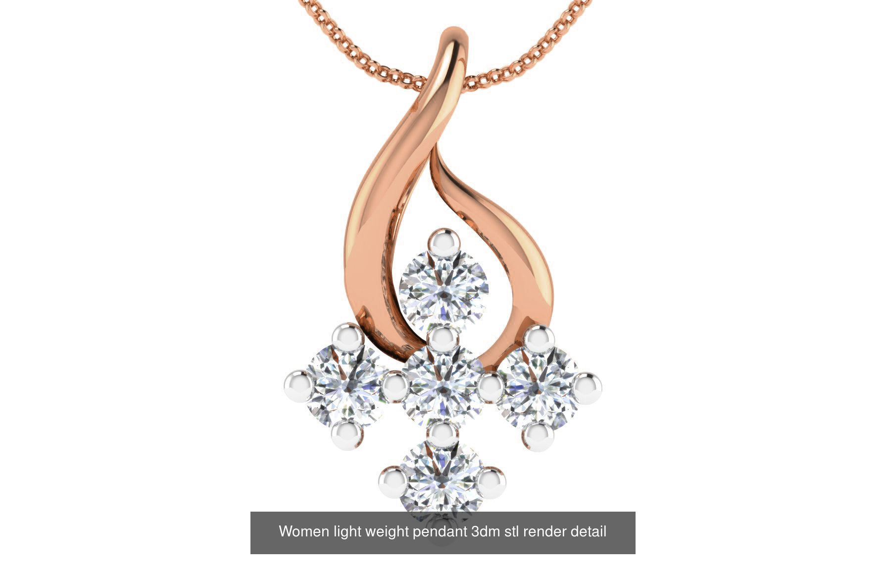 48 Women light weight pendant 3dm stl render detail 3D Model Collection_36