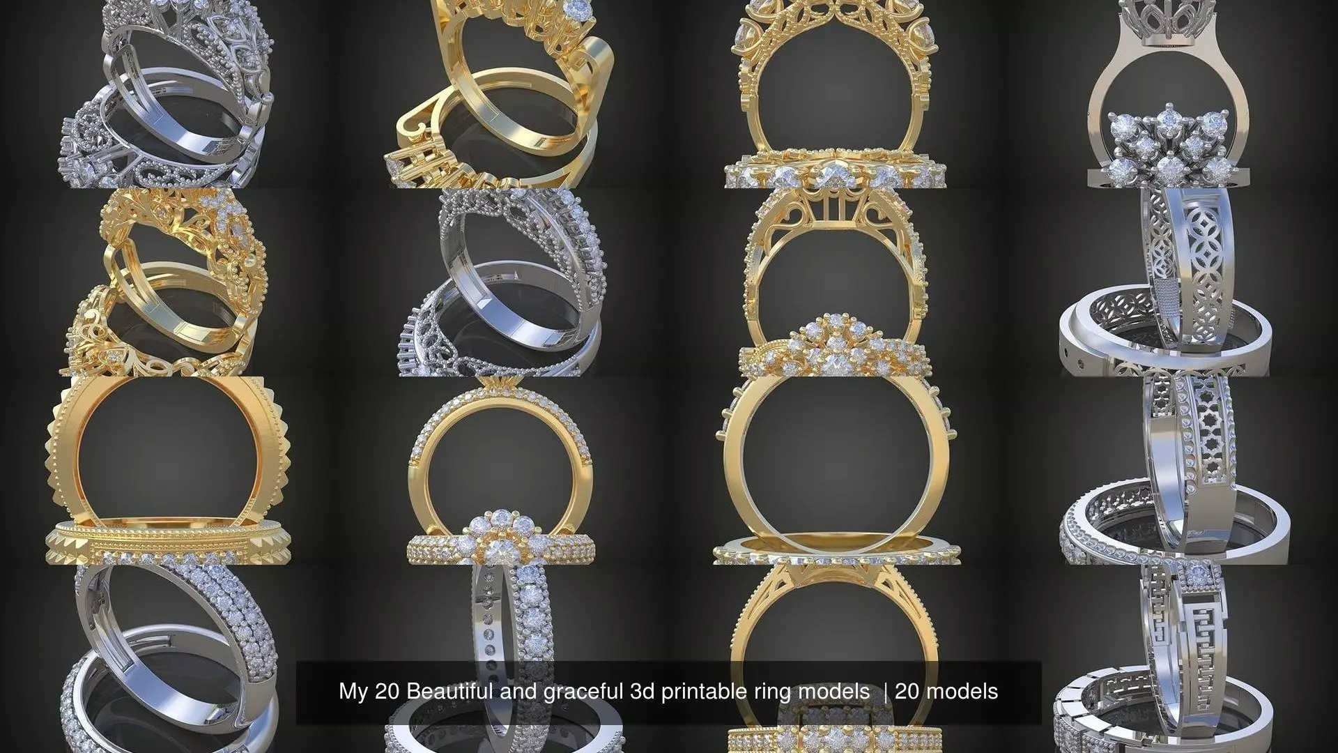 6My 20 Beautiful and graceful 3d printable ring models 3D Model Collection_0